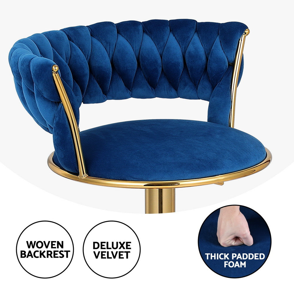 Vivien Velvet Gas-Lift Swivel Bar Stool Set of 2 – Navy — image 4