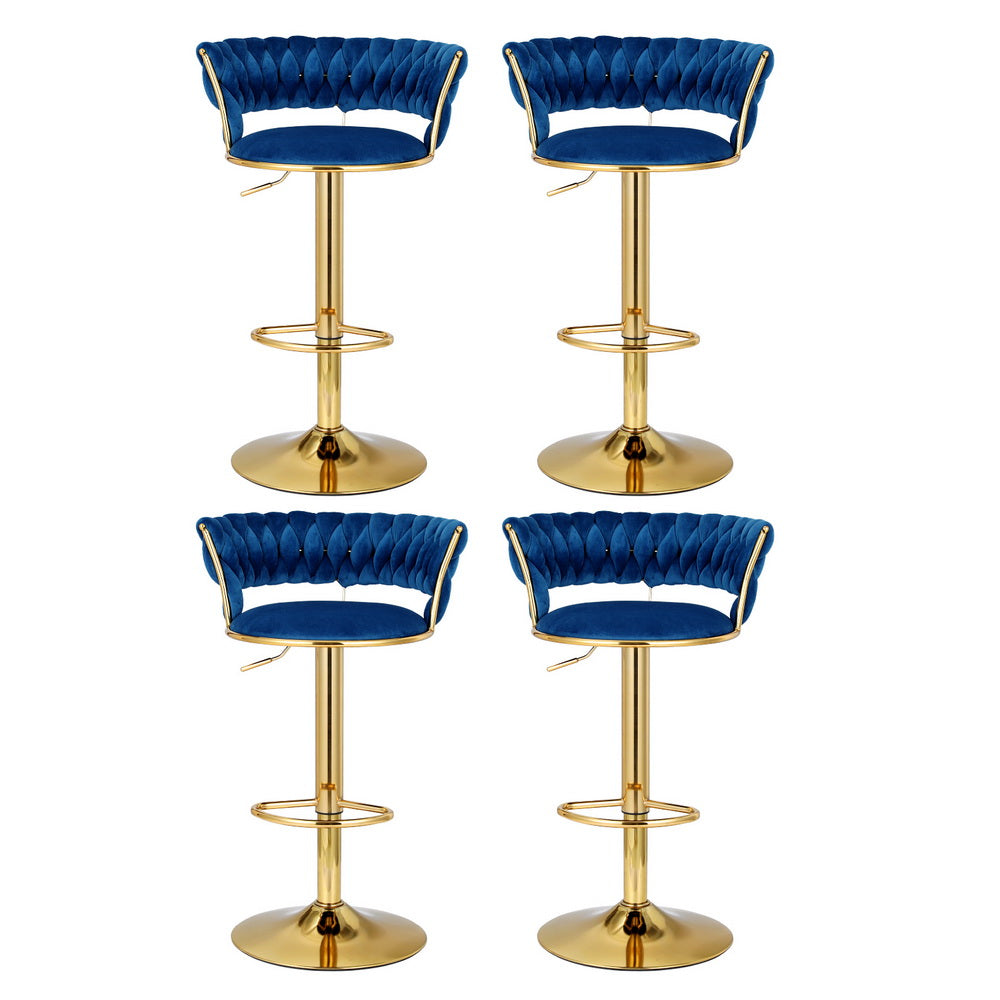 Vivien Velvet Gas-Lift Swivel Bar Stool Set of 4