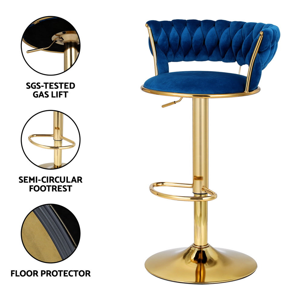 Vivien Velvet Gas-Lift Swivel Bar Stool Set of 4
