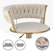 Vivien Velvet Gas-Lift Swivel Bar Stool – Ivory — image 4