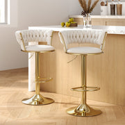 Vivien Velvet Gas-Lift Swivel Bar Stool Set of 2 – Ivory — image 1