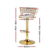 Vivien Velvet Gas-Lift Swivel Bar Stool Set of 2 – Ivory — image 2