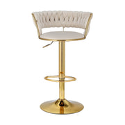 Vivien Velvet Gas-Lift Swivel Bar Stool Set of 2 – Ivory — image 3
