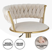 Vivien Velvet Gas-Lift Swivel Bar Stool Set of 2 – Ivory — image 4
