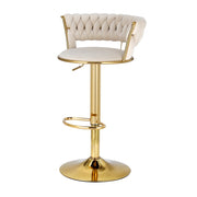 Vivien Velvet Gas-Lift Swivel Bar Stool Set of 2 – Ivory — image 7