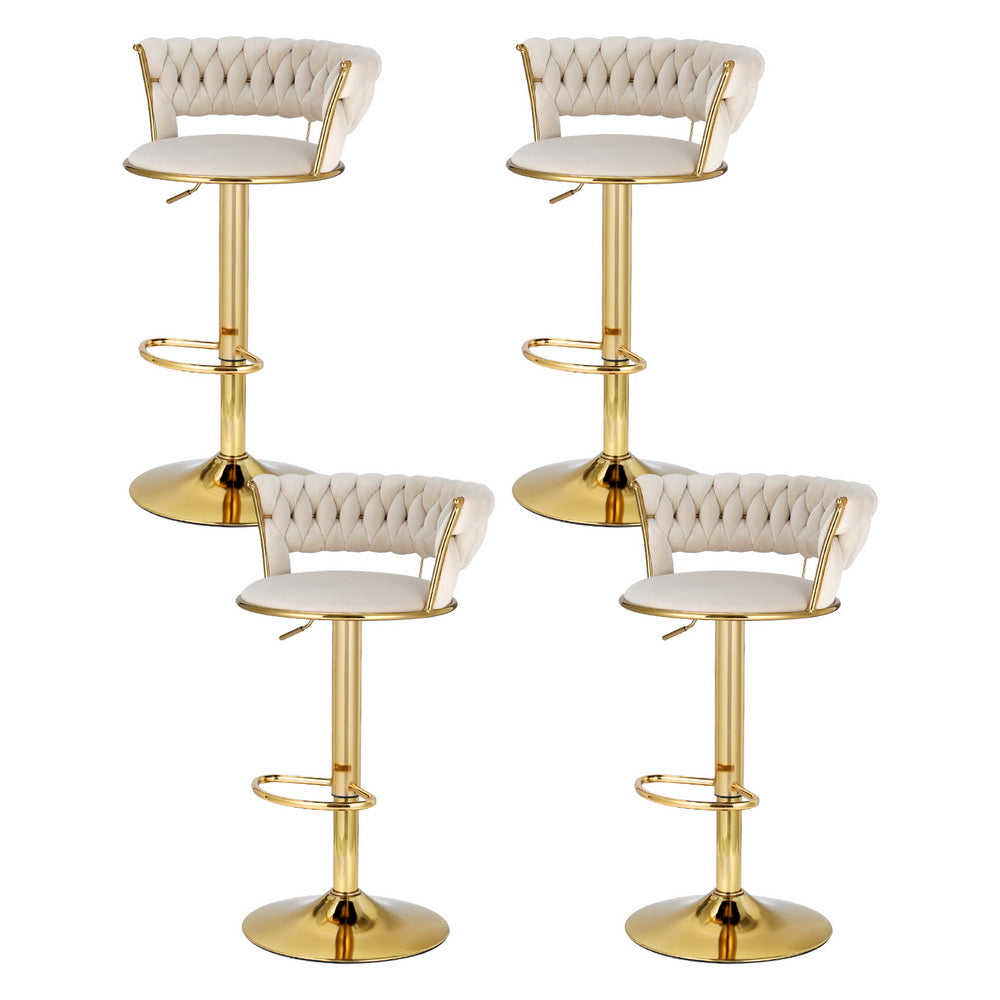 Vivien Velvet Gas-Lift Swivel Bar Stool Set of 4