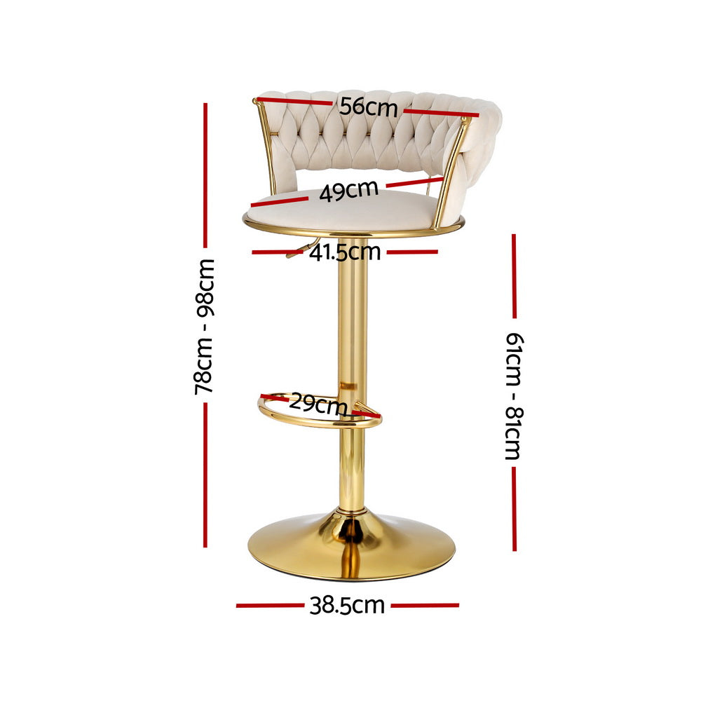Vivien Velvet Gas-Lift Swivel Bar Stool Set of 4
