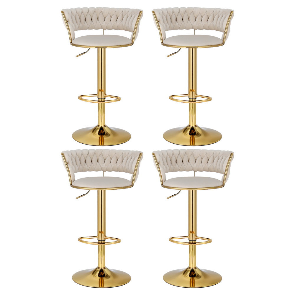 Vivien Velvet Gas-Lift Swivel Bar Stool Set of 4