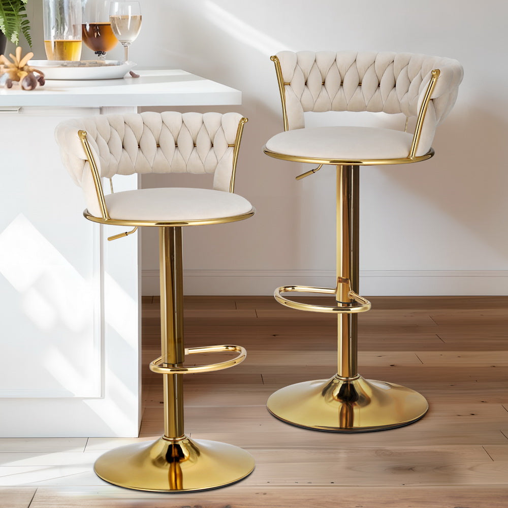 Vivien Velvet Gas-Lift Swivel Bar Stool Set of 4