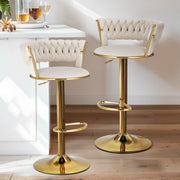 Vivien Velvet Gas-Lift Swivel Bar Stool Set of 4