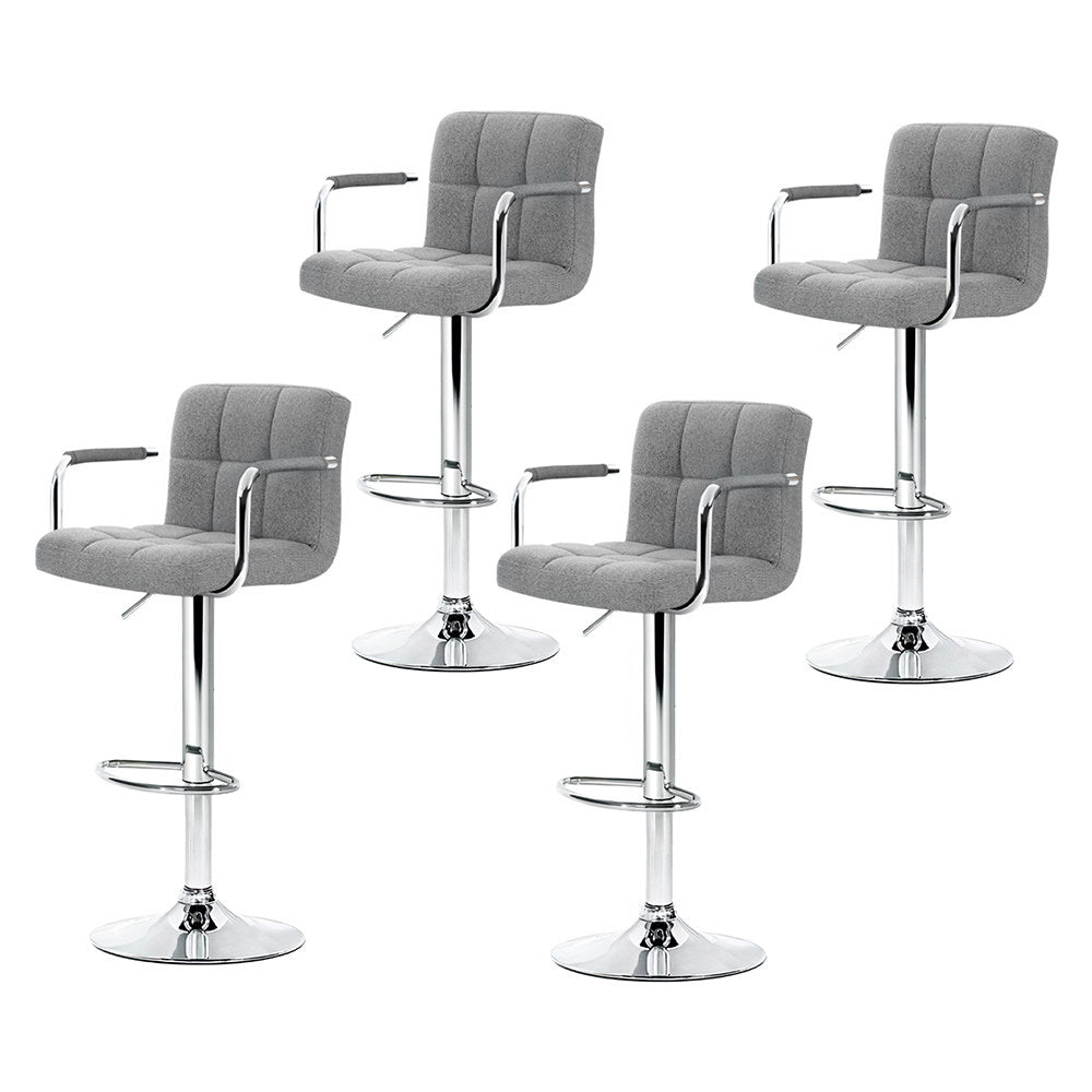 Noa Fabric Gas-Lift Swivel Bar Stool Set of 4 – Grey