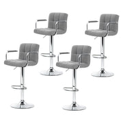 Noa Fabric Gas-Lift Swivel Bar Stool Set of 4 – Grey