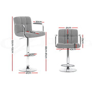 Noa Fabric Gas-Lift Swivel Bar Stool Set of 4 – Grey