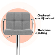 Noa Fabric Gas-Lift Swivel Bar Stool Set of 4 – Grey