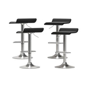 Wade PU Leather Gas-Lift Swivel Bar Stool Set of 4 – Black