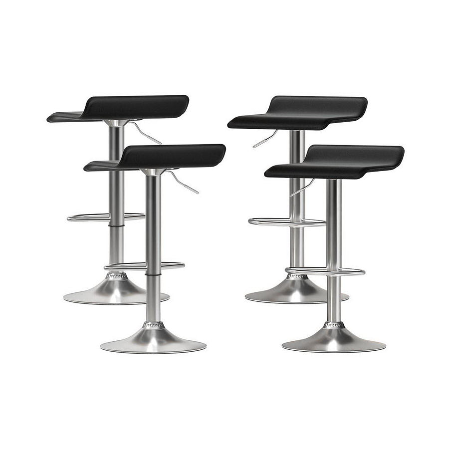 Wade PU Leather Gas-Lift Swivel Bar Stool Set of 4 – Black