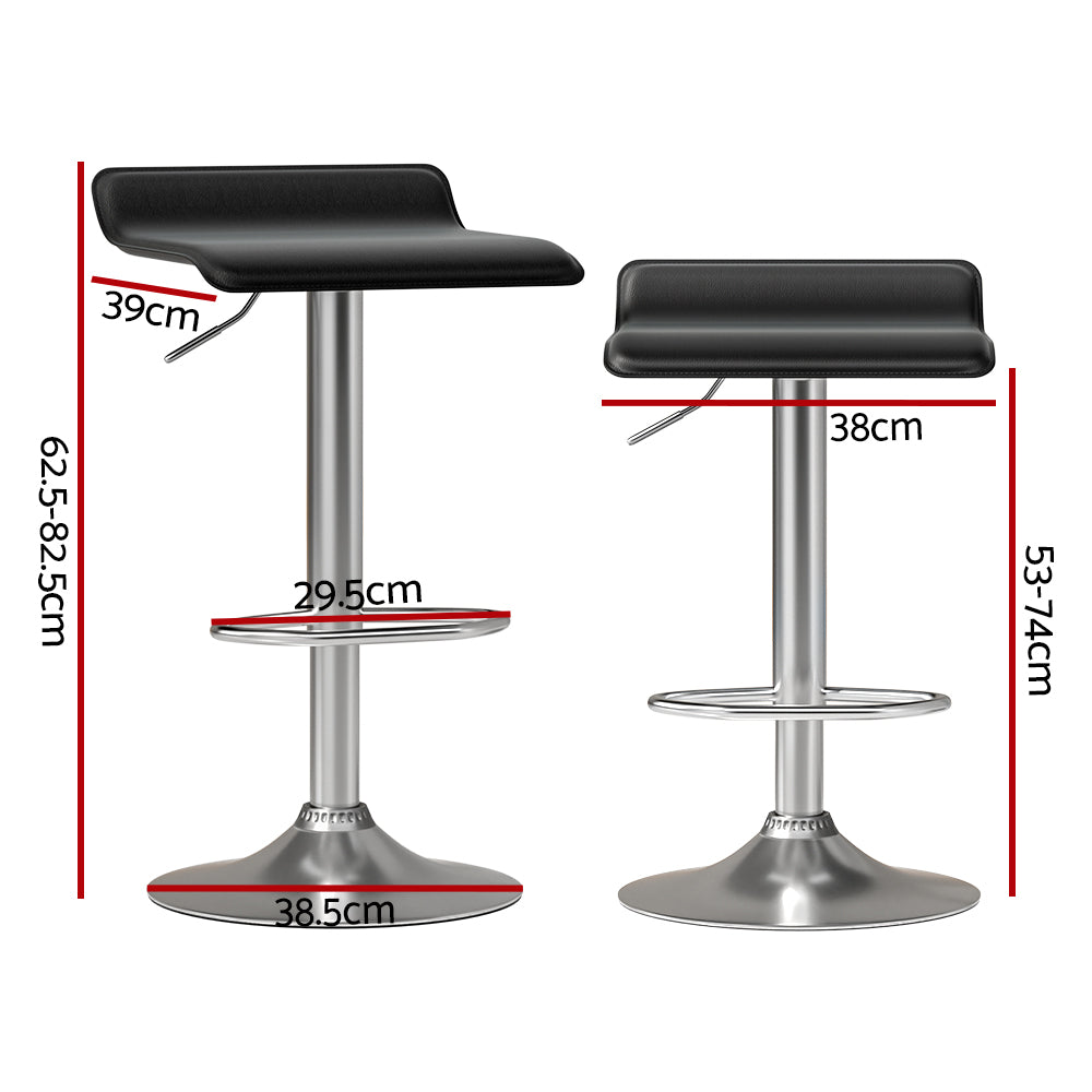 Wade PU Leather Gas-Lift Swivel Bar Stool Set of 4 – Black