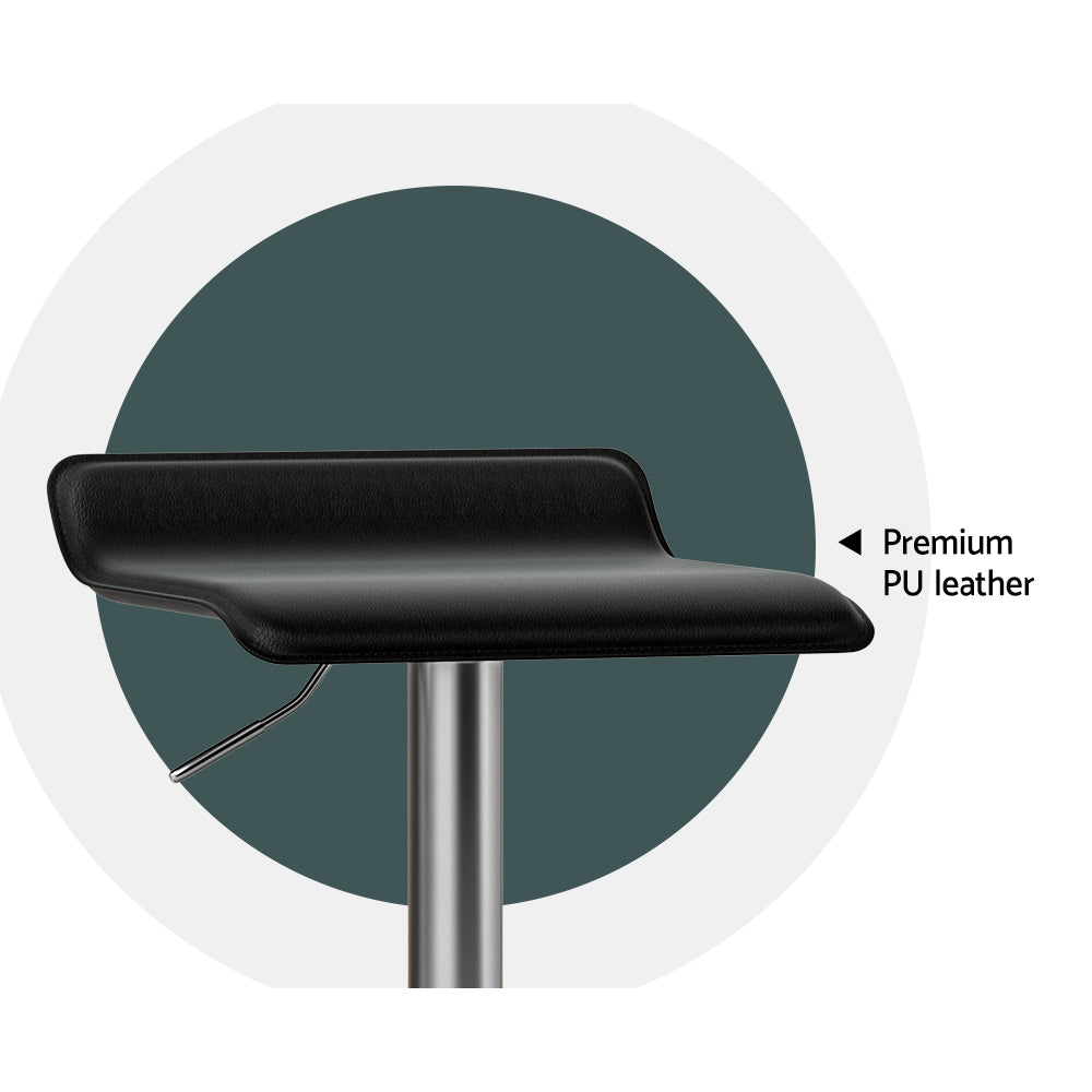 Wade PU Leather Gas-Lift Swivel Bar Stool Set of 4 – Black