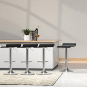 Wade PU Leather Gas-Lift Swivel Bar Stool Set of 4 – Black