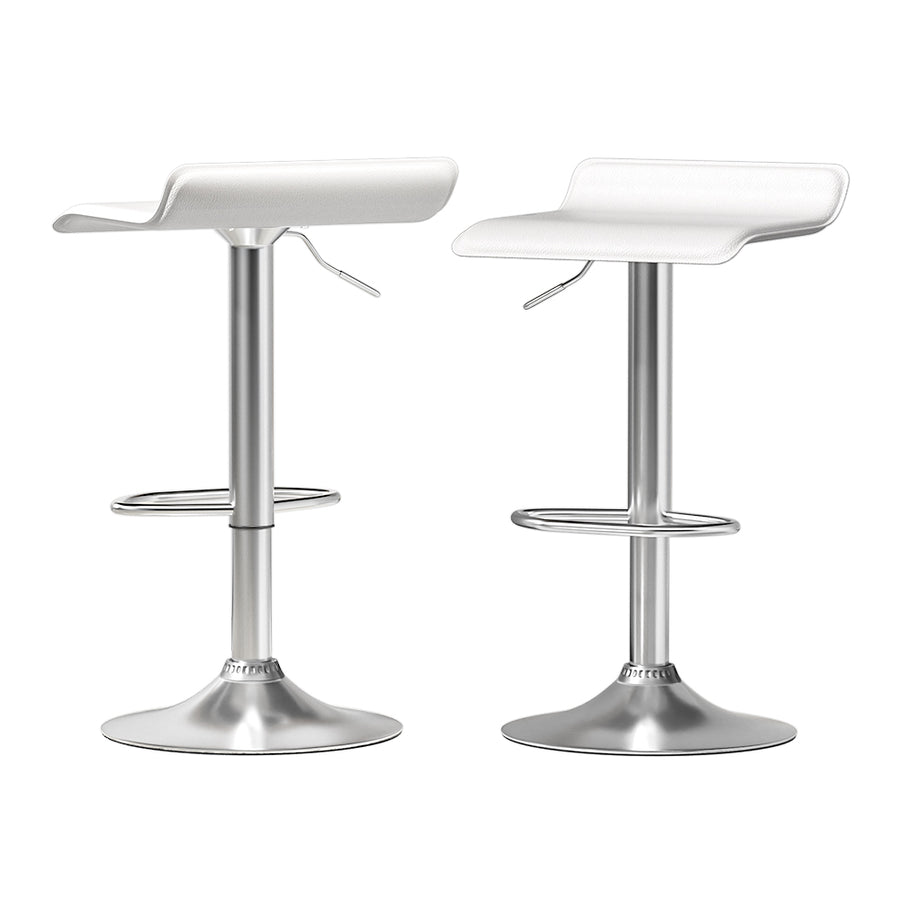 Wade PU Leather Gas-Lift Swivel Bar Stool Set of 2 – White
