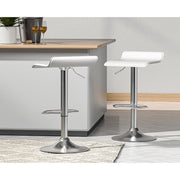 Wade PU Leather Gas-Lift Swivel Bar Stool Set of 2 – White