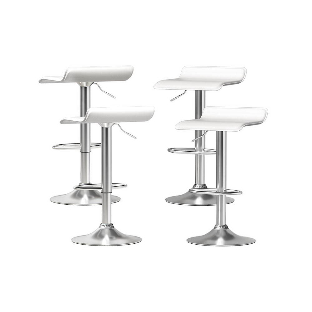 Wade PU Leather Gas-Lift Swivel Bar Stool Set of 4 – White