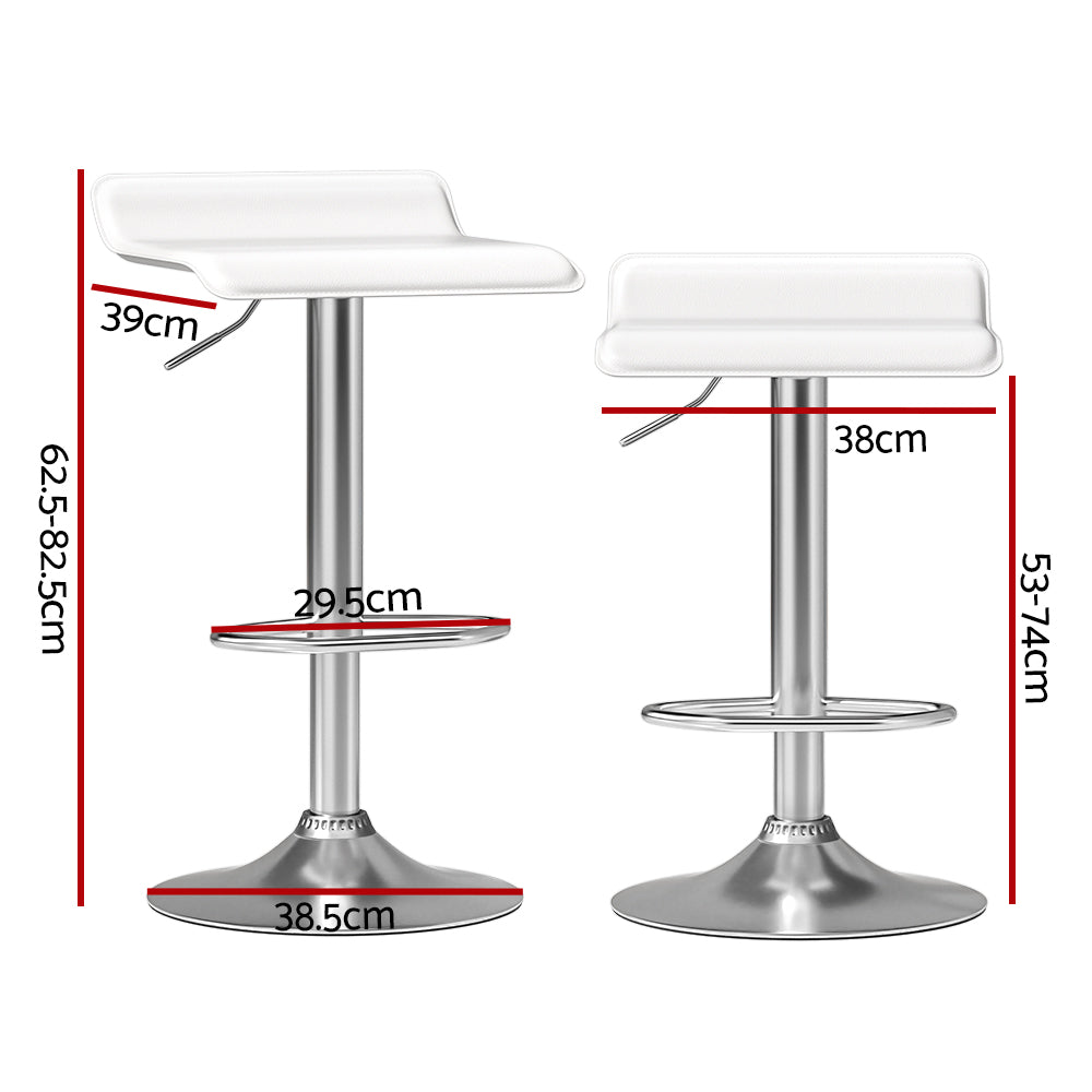 Wade PU Leather Gas-Lift Swivel Bar Stool Set of 4 – White