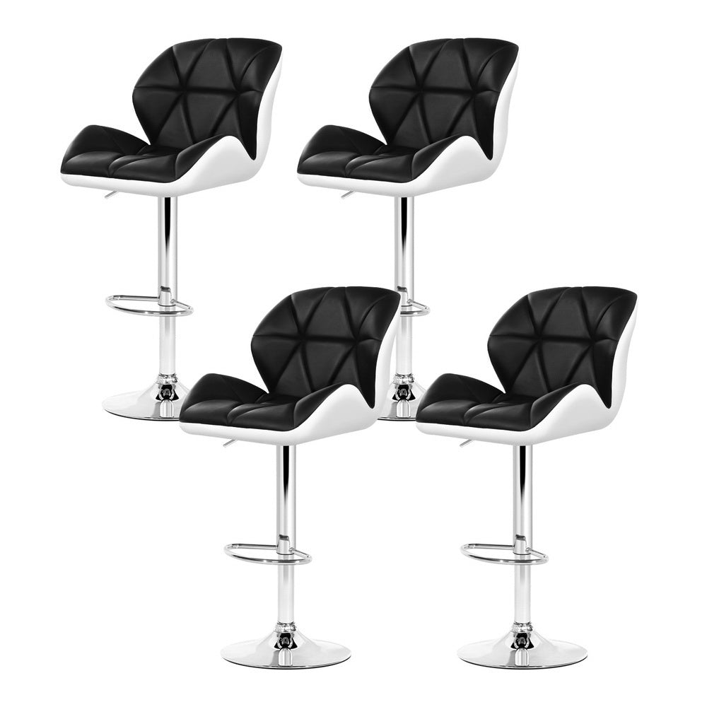 Jorn PU Leather Gas-Lift Swivel Bar Stool Set of 4 – Black & White