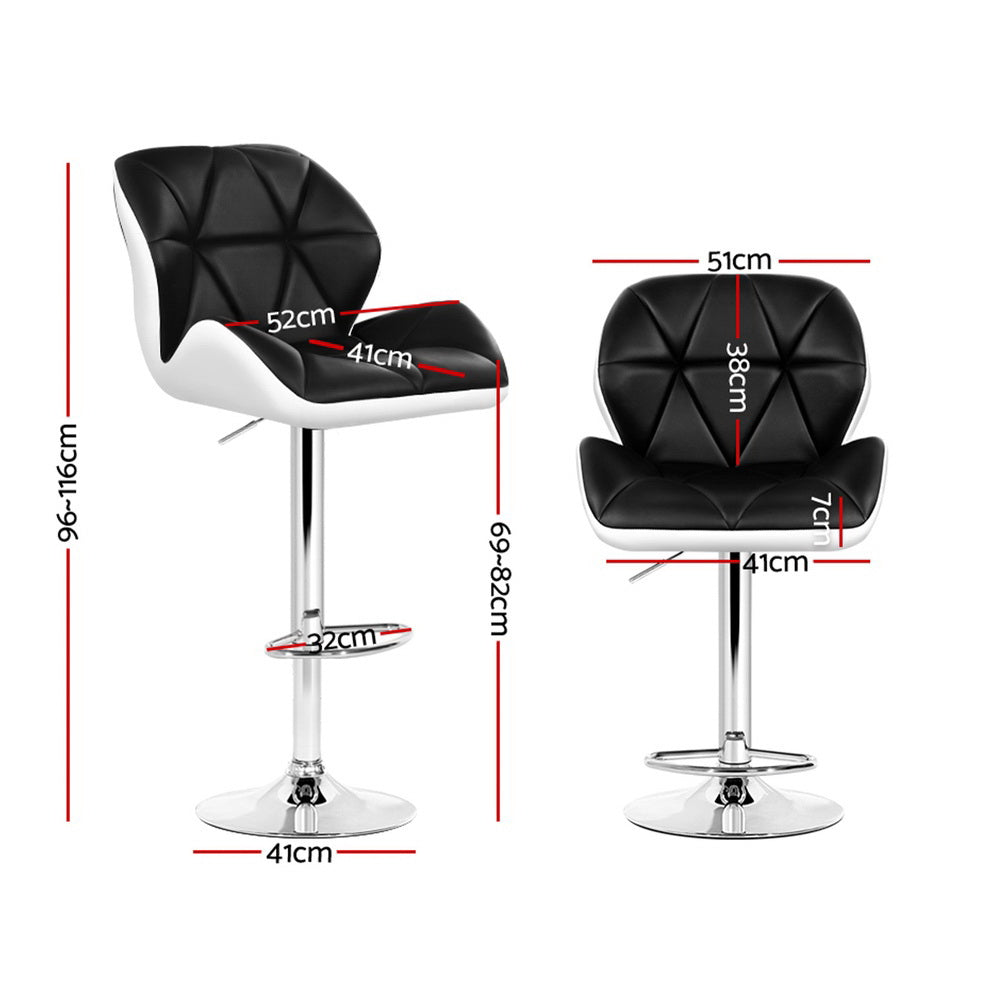 Jorn PU Leather Gas-Lift Swivel Bar Stool Set of 4 – Black & White