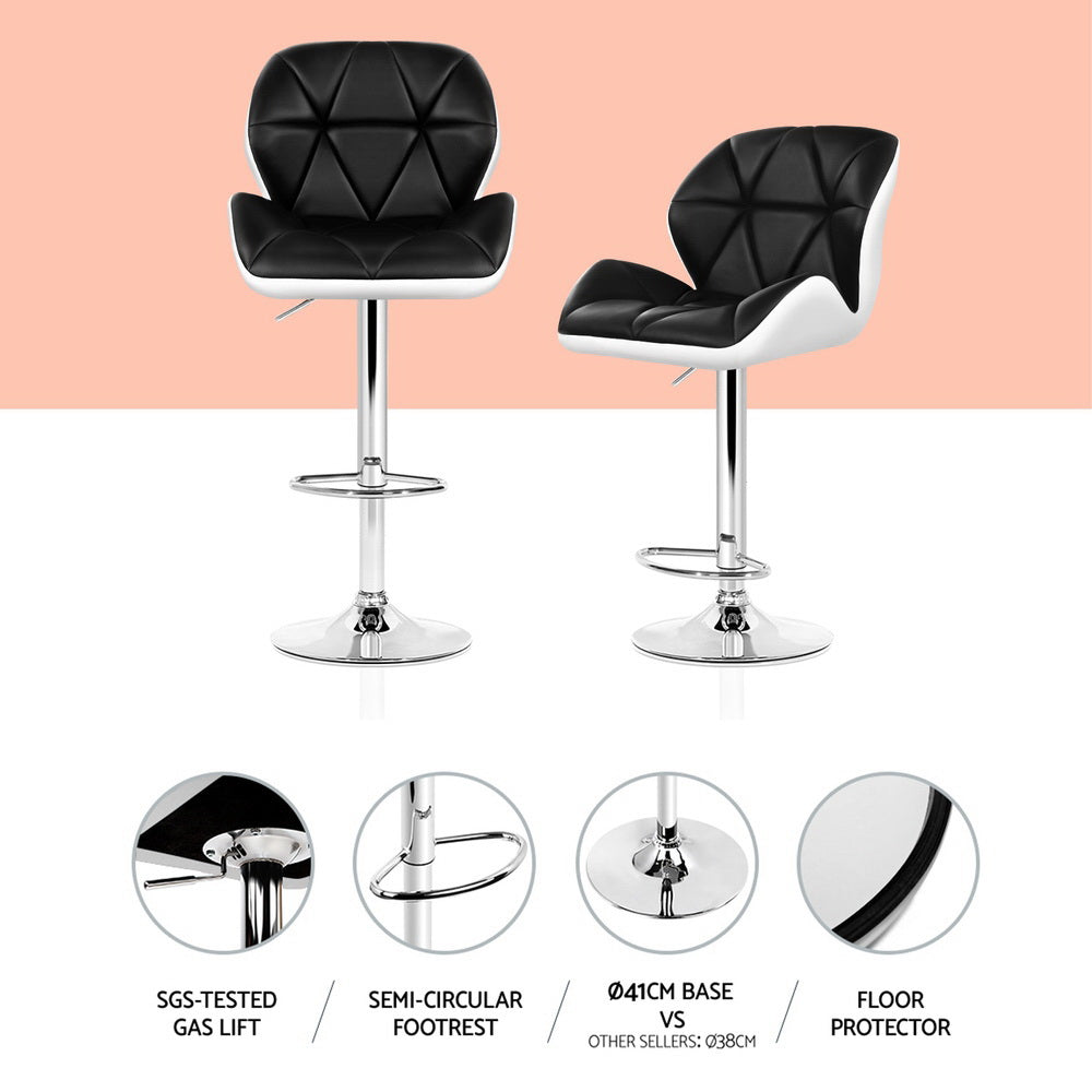 Jorn PU Leather Gas-Lift Swivel Bar Stool Set of 4 – Black & White