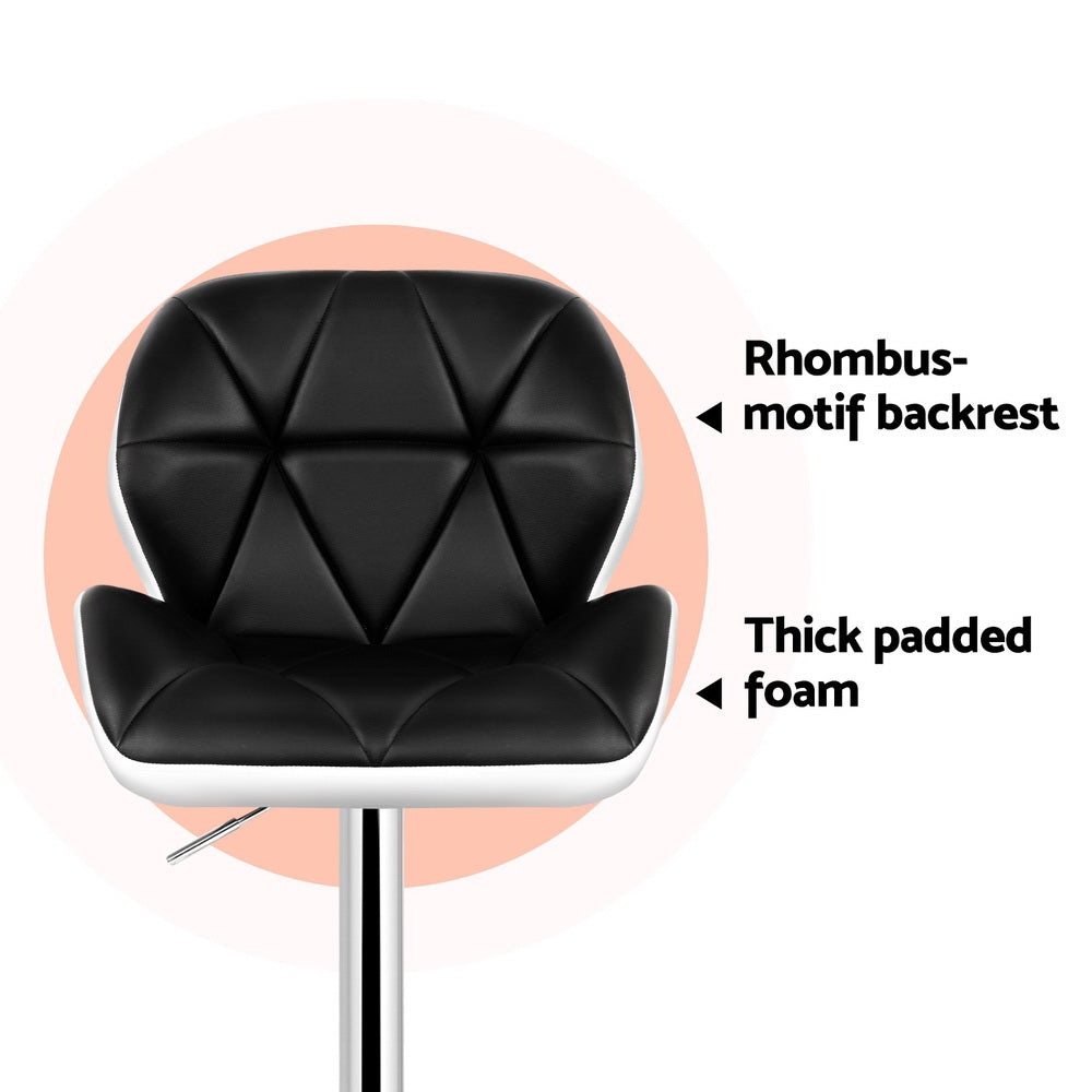 Jorn PU Leather Gas-Lift Swivel Bar Stool Set of 4 – Black & White