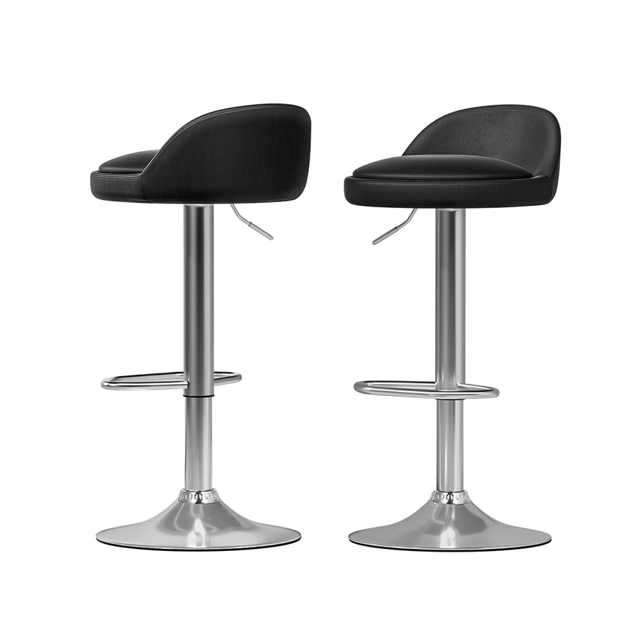 Nuvo PU Leather Gas-Lift Swivel Bar Stool Set of 2 – Black