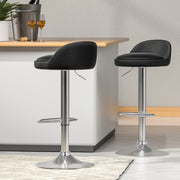 Nuvo PU Leather Gas-Lift Swivel Bar Stool Set of 2 – Black