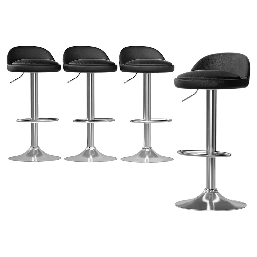 Nuvo PU Leather Gas-Lift Swivel Bar Stool Set of 4 – Black