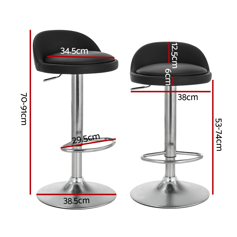 Nuvo PU Leather Gas-Lift Swivel Bar Stool Set of 4 – Black