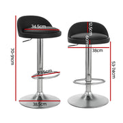 Nuvo PU Leather Gas-Lift Swivel Bar Stool Set of 4 – Black