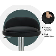 Nuvo PU Leather Gas-Lift Swivel Bar Stool Set of 4 – Black