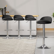 Nuvo PU Leather Gas-Lift Swivel Bar Stool Set of 4 – Black