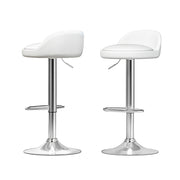 Nuvo PU Leather Gas-Lift Swivel Bar Stool Set of 2 – White