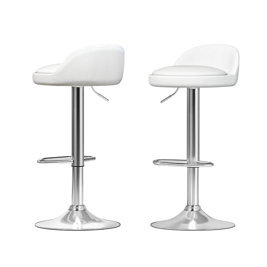 Nuvo PU Leather Gas-Lift Swivel Bar Stool Set of 2 – White