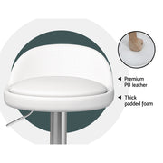 Nuvo PU Leather Gas-Lift Swivel Bar Stool Set of 2 – White