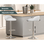 Nuvo PU Leather Gas-Lift Swivel Bar Stool Set of 2 – White