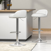 Nuvo PU Leather Gas-Lift Swivel Bar Stool Set of 2 – White