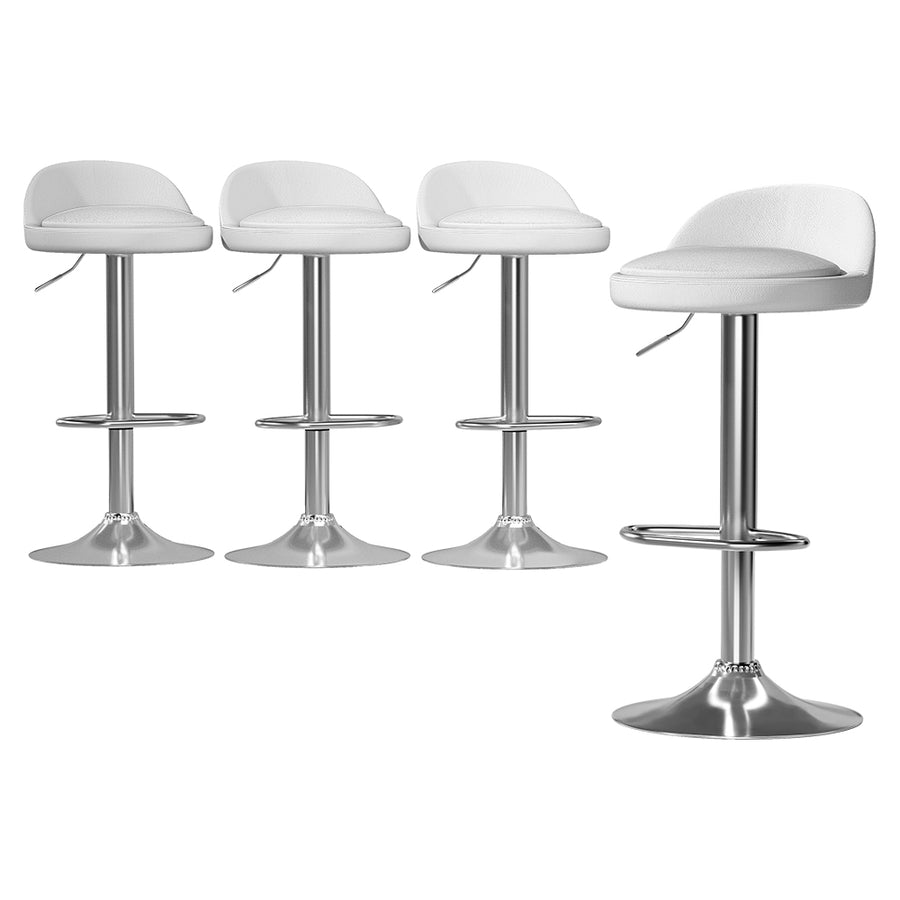Nuvo PU Leather Gas-Lift Swivel Bar Stool Set of 4 – White