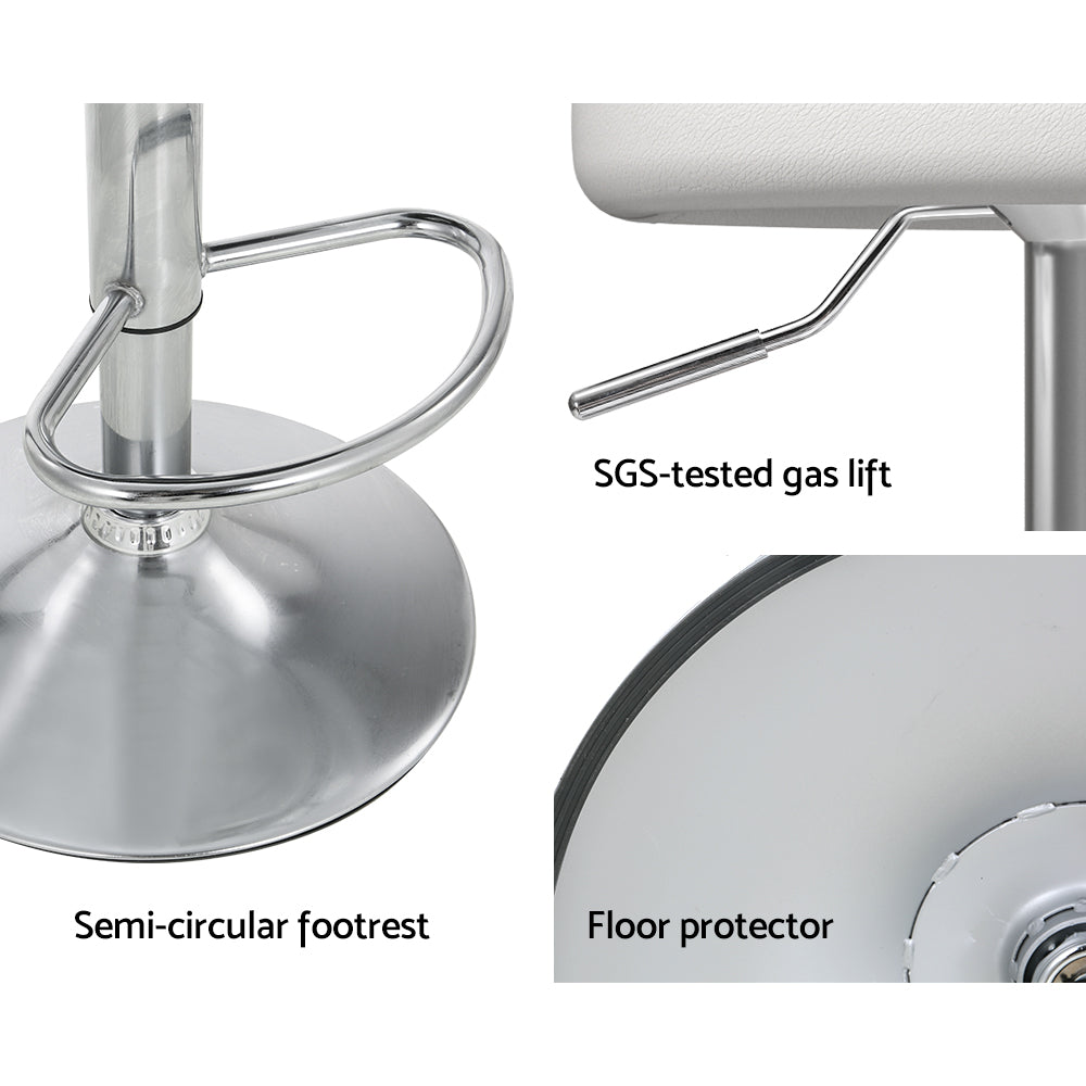 Nuvo PU Leather Gas-Lift Swivel Bar Stool Set of 4 – White