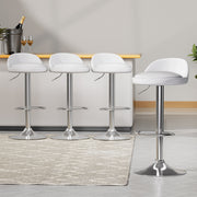Nuvo PU Leather Gas-Lift Swivel Bar Stool Set of 4 – White