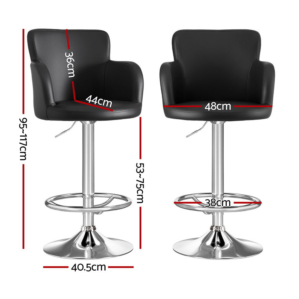 Reeve PU Leather Gas-Lift Swivel Bar Stool – Black — image 2