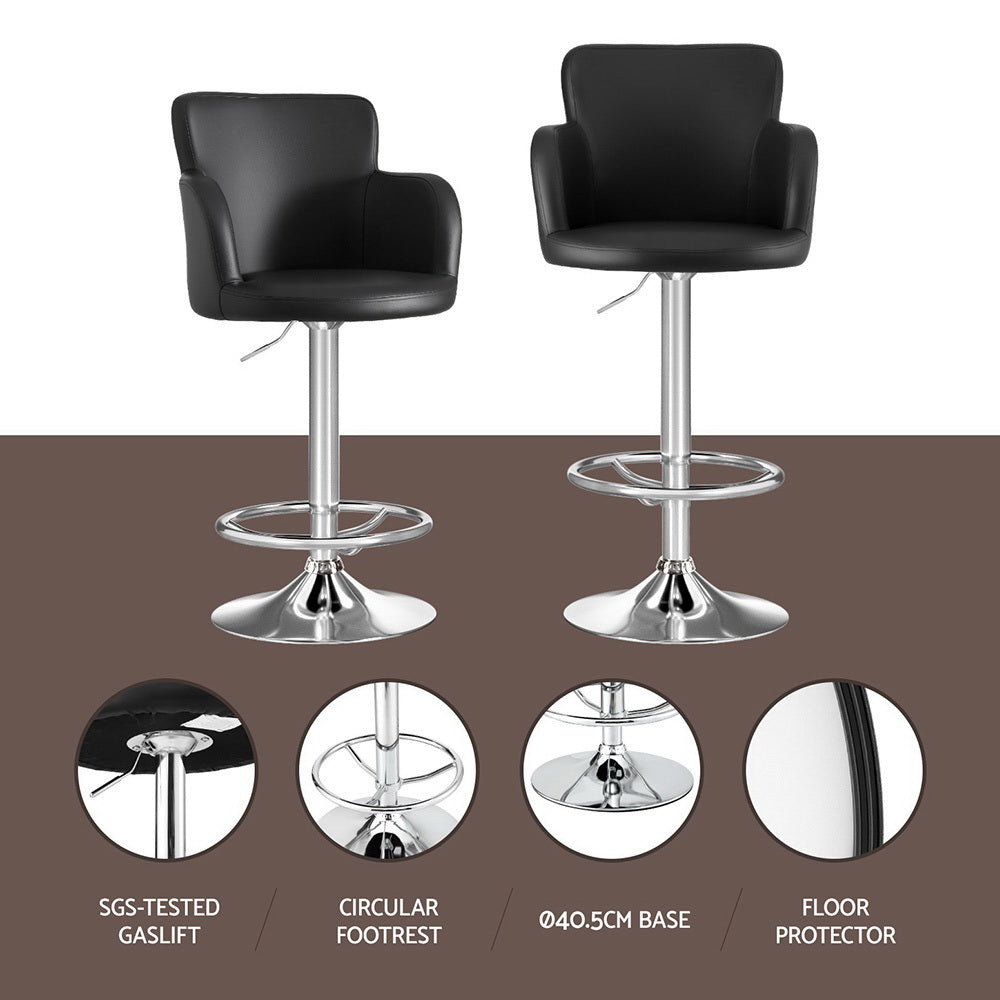 Reeve PU Leather Gas-Lift Swivel Bar Stool – Black — image 4
