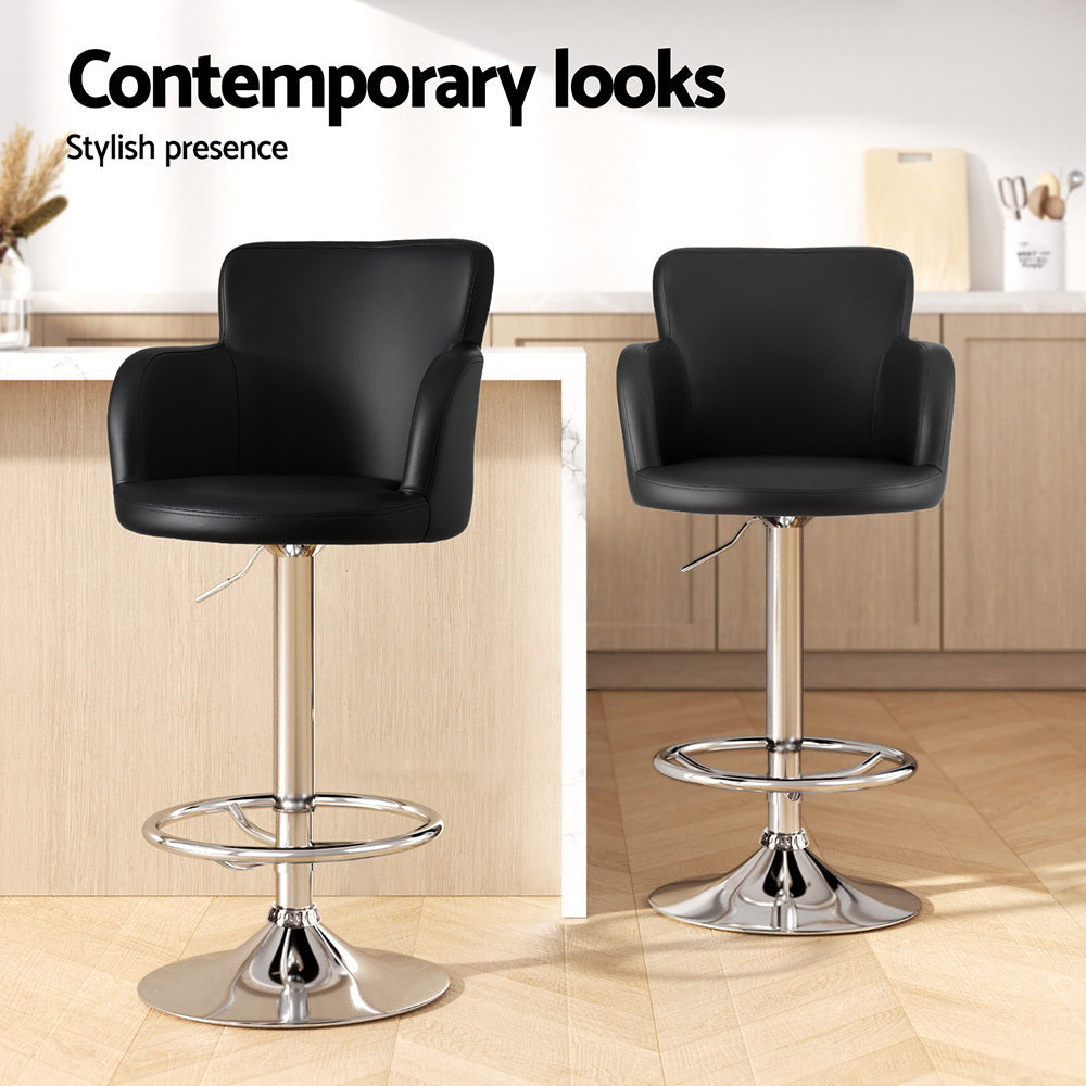 Reeve PU Leather Gas-Lift Swivel Bar Stool – Black — image 7