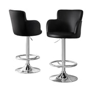 Reeve PU Leather Gas-Lift Swivel Bar Stool Set of 2 – Black — image 1